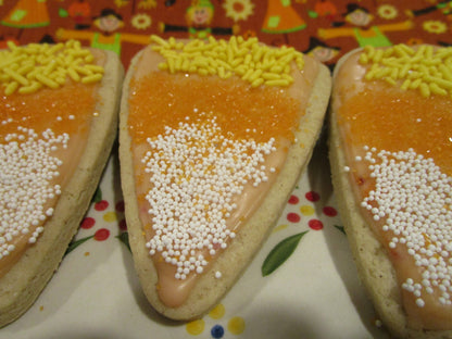 Gluten Free Sugar Cookies, Candy Corn, Dairy Free, Egg Free, Vegan, Nut Free, Halloween, Thanksgiving Feast, School Safe Party, Fall snacks