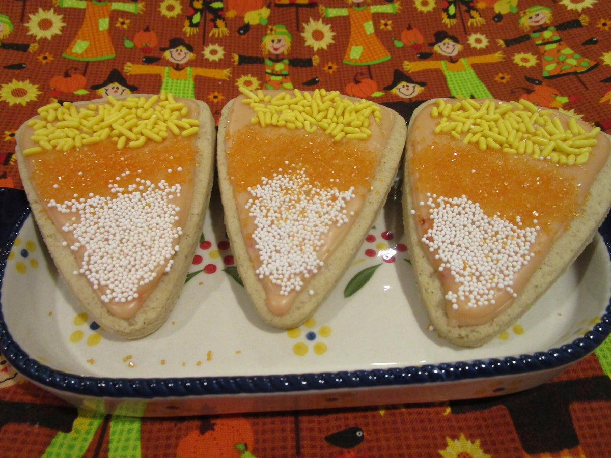 Gluten Free Sugar Cookies, Candy Corn, Dairy Free, Egg Free, Vegan, Nut Free, Halloween, Thanksgiving Feast, School Safe Party, Fall snacks
