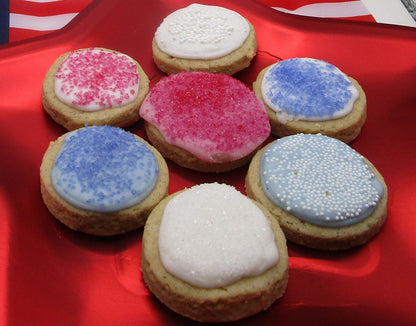 Gluten Free Sugar Cookies, Dairy Free, Vegan, Nut Free, Button size, Lemon Iced, Smores, Birthday cake, School party, Teacher Gift, July 4th
