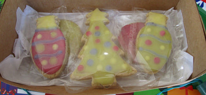 Gluten Free Iced Sugar Cookies, Christmas Tree and Holiday Lights, Dairy Free, Egg Free, Vegan, Nut Free, Cookie Exchange, School Safe Treat