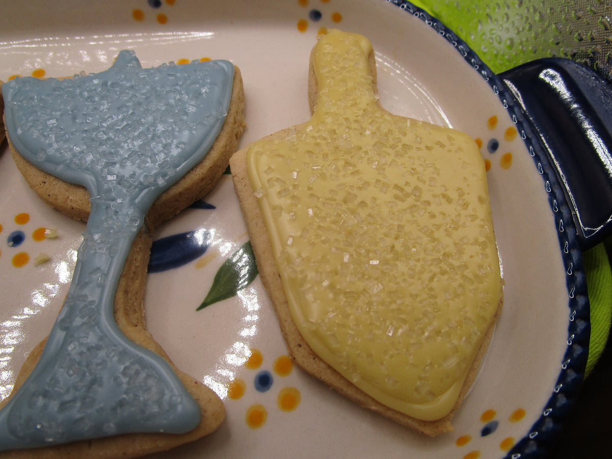 Hanukkah, Sugar Cookies, Gluten free, Egg Free, Dairy Free, Vegan, Nut Free, School Safe, dreidel, menorah, class party, eight nights, Gifts