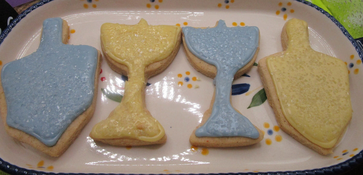 Hanukkah, Sugar Cookies, Gluten free, Egg Free, Dairy Free, Vegan, Nut Free, School Safe, dreidel, menorah, class party, eight nights, Gifts