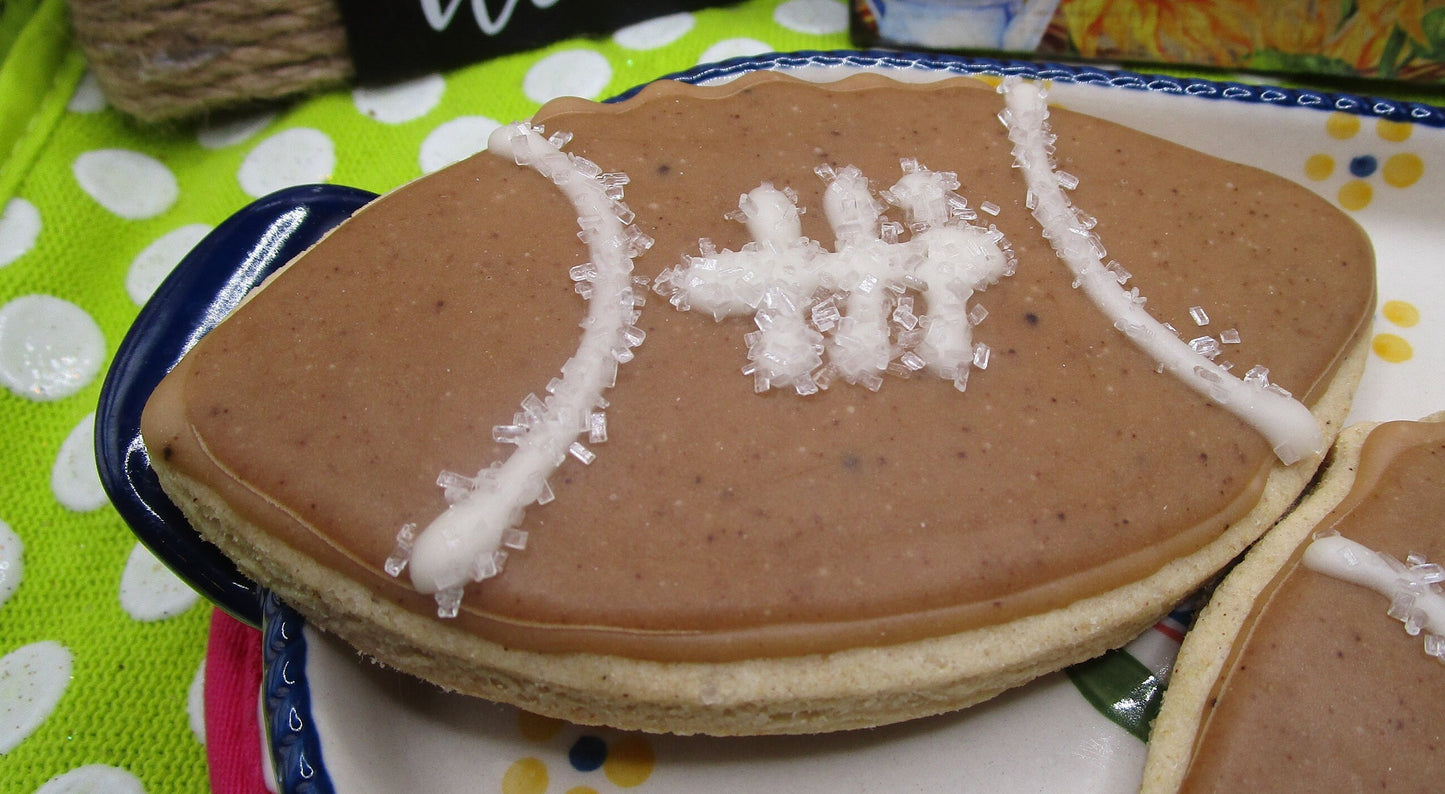 Gluten Free Football Sugar Cookie: Dairy Free, Vegan, School Safe, Natural Colors, Peanut Free snacks, Kids sport events, Super Bowl Party