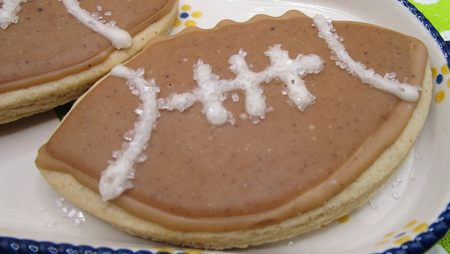 Gluten Free Football Sugar Cookie: Dairy Free, Vegan, School Safe, Natural Colors, Peanut Free snacks, Kids sport events, Super Bowl Party