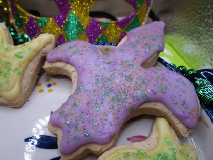 Gluten Free Iced Sugar Cookies, Mardi Gras, Dairy Free, Vegan, Nut Free, Louisiana, Party favors, Celebration, Fat Tuesday, Carnival, Purple