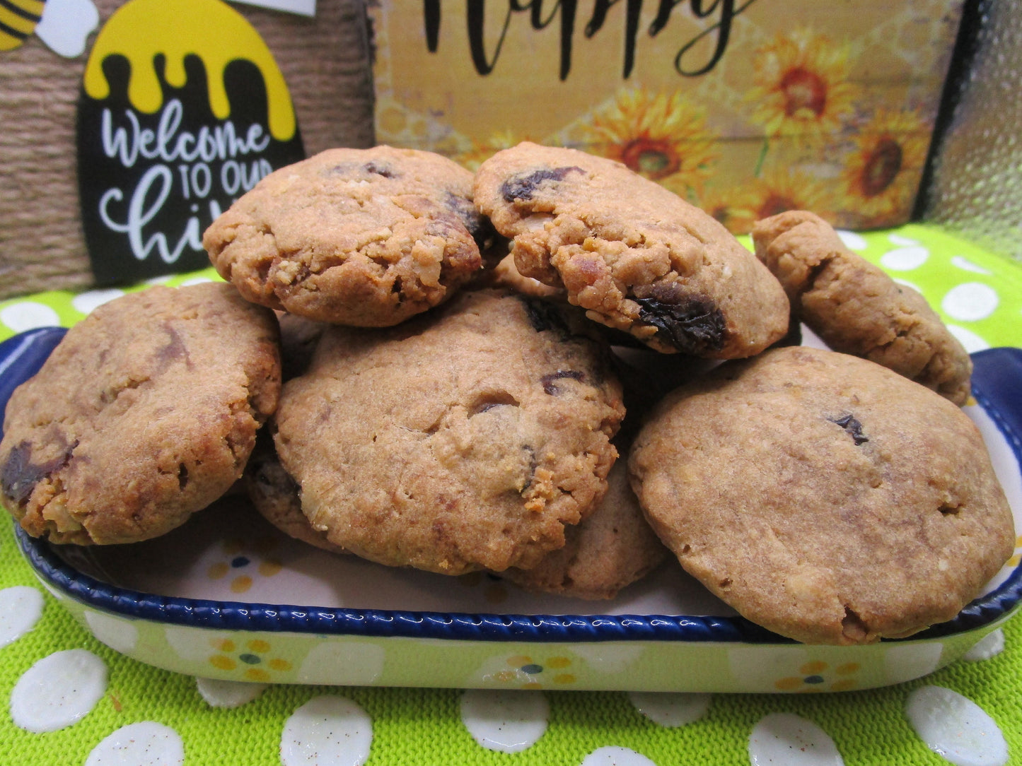 Gluten Free Cinnamon Raisin Cookies, High Protein, Dairy Free, Vegan, Healthy Snacks, Fitness Gift, Low Sugar, Sugar Free, New Year Goals