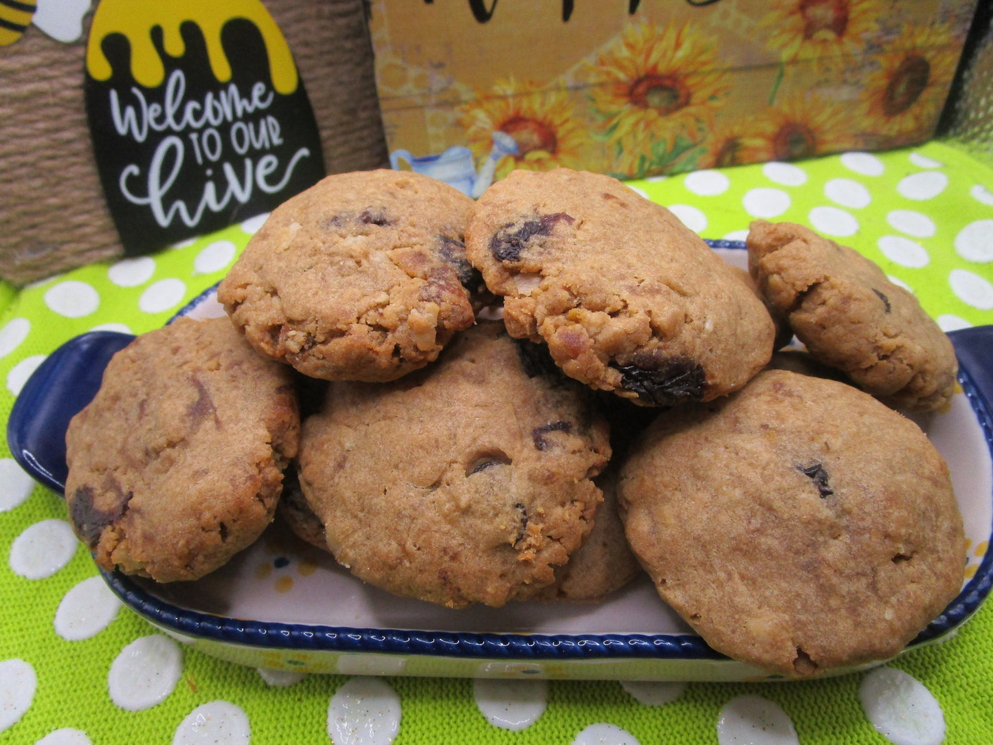 Gluten Free Cinnamon Raisin Cookies, High Protein, Dairy Free, Vegan, Healthy Snacks, Fitness Gift, Low Sugar, Sugar Free, New Year Goals