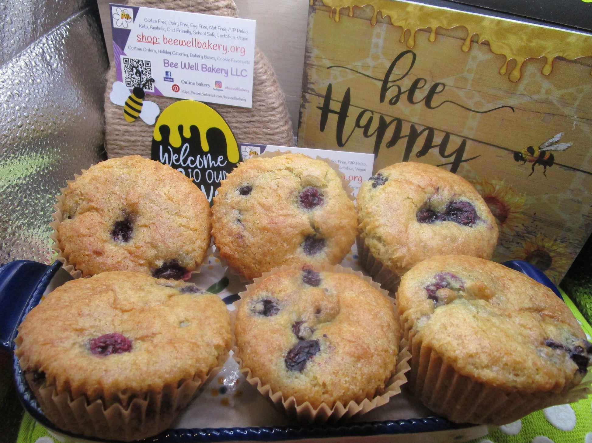 Gluten Free Muffins, Dairy Free, Egg Free, Vegan, Nut Free, Soy Free, Peanut Free, Reduced Fat, Low Sugar, Valentine's Day, Birthday Gifts