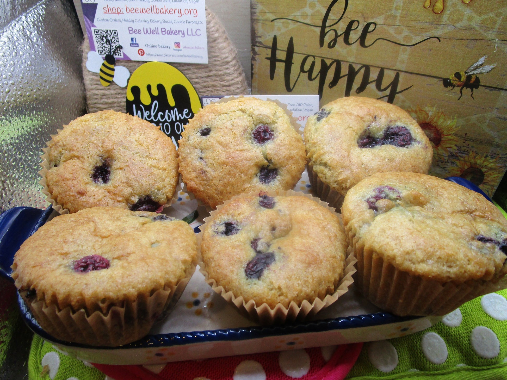 Gluten Free Muffins, Dairy Free, Egg Free, Vegan, Nut Free, Soy Free, Peanut Free, Reduced Fat, Low Sugar, Valentine's Day, Birthday Gifts