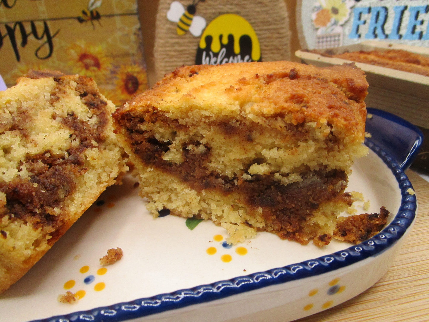 High Protein Coffee Crumb Cake, Gluten Free, Dairy Free, Grain Free, Sugar Free, Low Carb Snacks, Birthday, Cinnamon Swirl, Valentine's Day