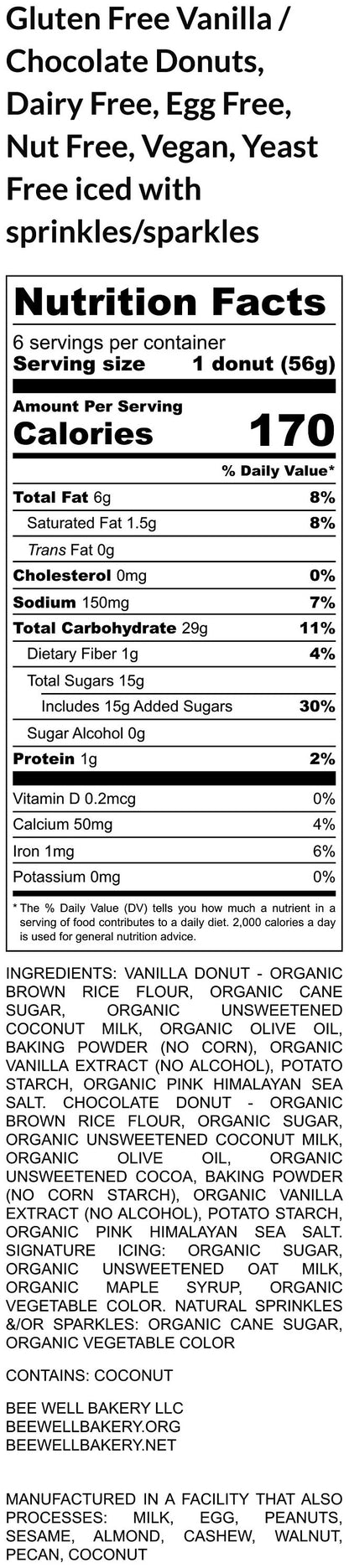 Gluten Free Donuts: Dairy Free, Vegan, Egg Free, Nut Free, School safe Snacks, Natural Sprinkles, Birthday Party Treats, Allergy Friendly