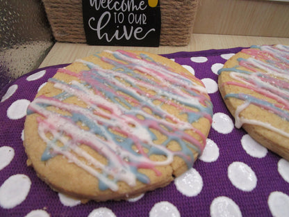 Jumbo Iced Sugar Cookies, Gluten Free, Egg Free, Vegan, Nut Free, Christmas Gifts, Party Favors, Plant Based Colors, Smores, Candy Cane, kid