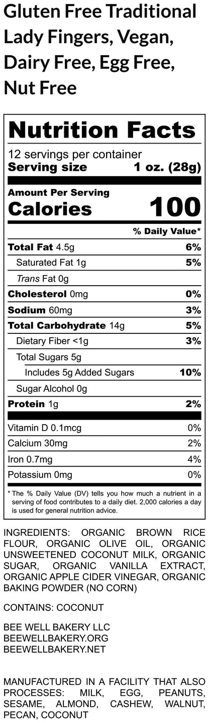 Sugar Free Lady Fingers, Dairy Free, Vegan, Organic Nut Free, Tiramisu, Thanksgiving Dessert, Oat Free, Birthday Gift,