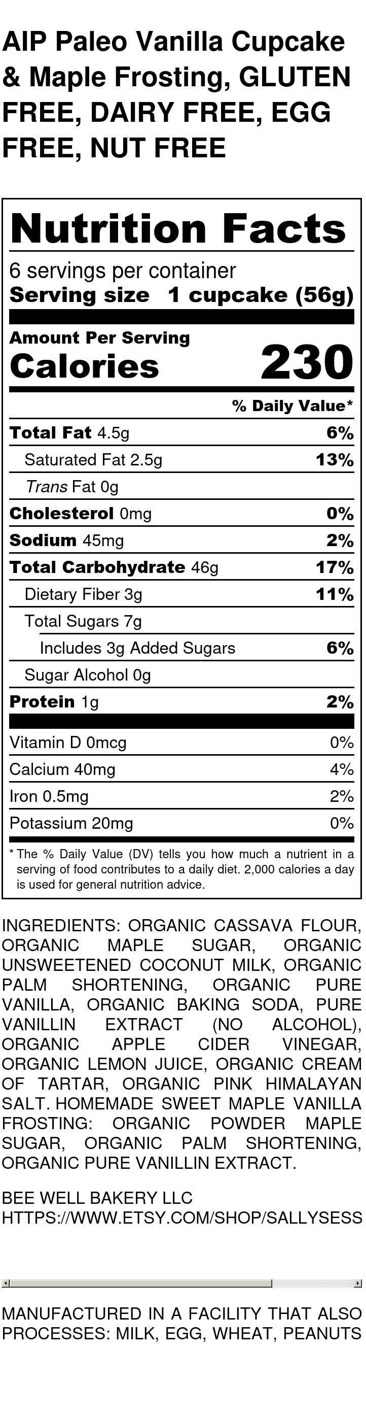 Grain Free Cupcakes, Vanilla, Maple Frosting, Gluten Free, Dairy Free, Egg Free, Vegan, AIP Paleo, Wellness snacks, Get Well Gift, Birthday