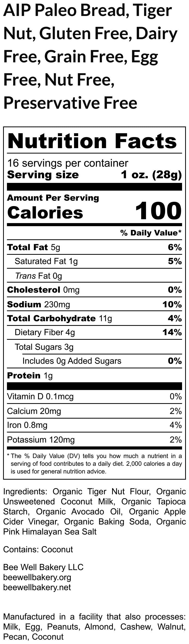 Grain Free Bread, Tiger Nut, AIP Paleo, Gluten Free, Vegan, Dairy Free, Egg Free, Yeast Free, Nut Free, Hashimoto, Unsweetened, No Sugar