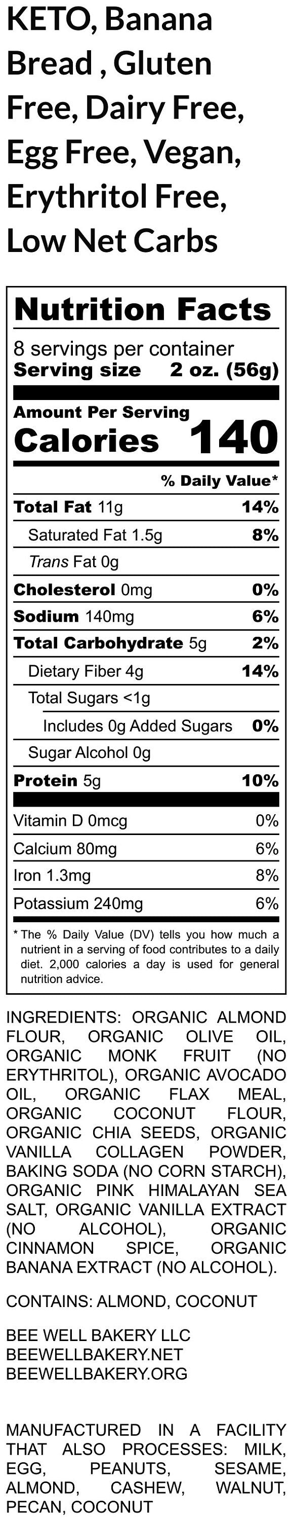 KETO, Grain Free Banana Bread, Gluten Free, Dairy Free, Sugar Free, Erythritol Free, Low Carb, Vegan, July 4th Breakfast, Healthy Snack