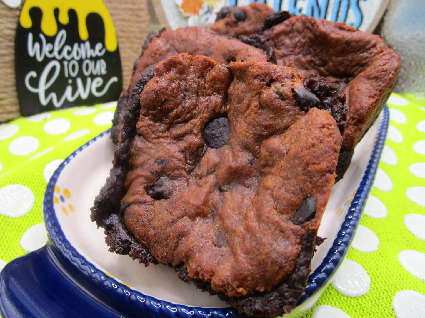 Gluten Free Brookie Brownie, Dairy Free, Vegan, Chocolate Chip, Nut Free, School Safe, Birthday Gift, Healthy Snacks, July 4th Dessert, USA