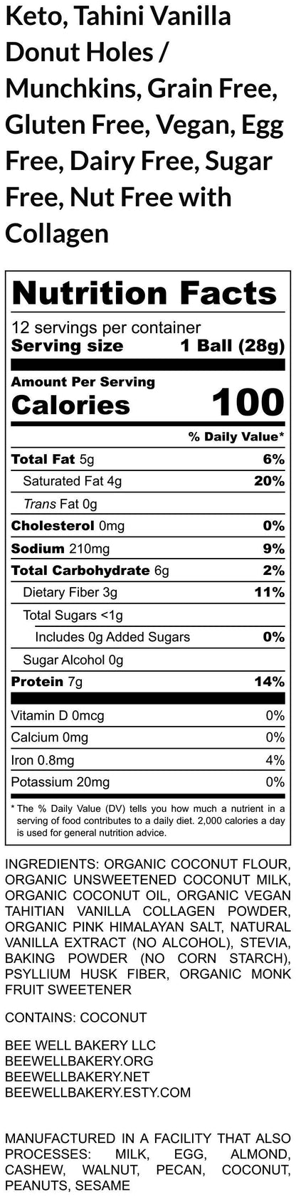 KETO Munchkins, Grain Free, Gluten Free, High Protein, Vegan Collagen, Dairy Free, Nut Free, Low Carb, Sugar free, Stevia, Healthy Snacking