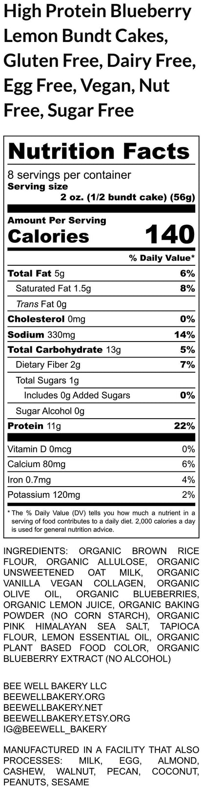 High Protein Blueberry Lemon Bundt Cakes, Sugar Free, Gluten Free, Dairy Free, Egg Free, Vegan, Healthy Desserts, Anabolic desserts, fitness