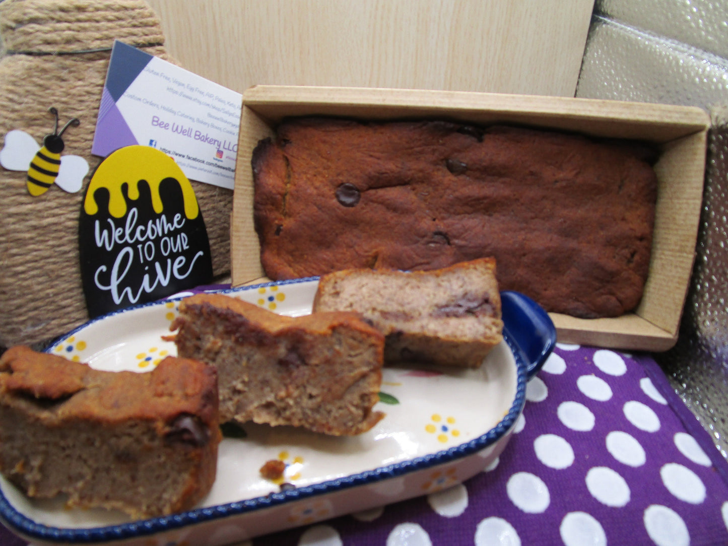 Grain Free Mocha Chip Banana Bread, KETO, Gluten Free, Vegan Collagen, Dairy Free, Sugar free, Wellness Gift, Healthy Breakfast, Travel Food