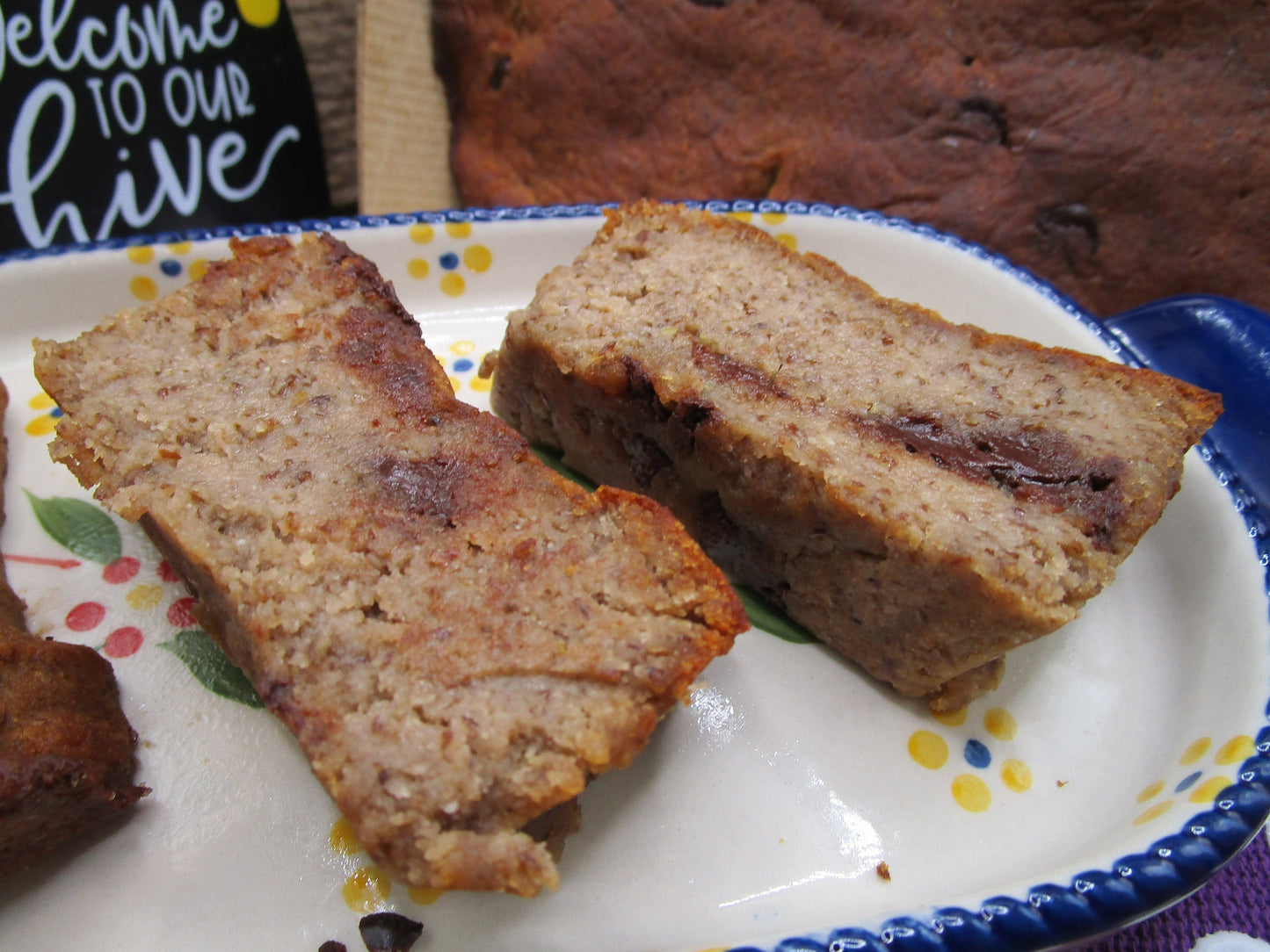 Grain Free Mocha Chip Banana Bread, KETO, Gluten Free, Vegan Collagen, Dairy Free, Sugar free, Wellness Gift, Healthy Breakfast, Travel Food