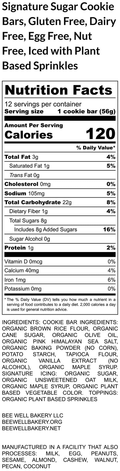 Gluten Free Sugar Cookies Bars, Dairy free, Egg Free, Nut Free, Vegan, Healthy snacks, school essentials, Birthday Party, Halloween Treats