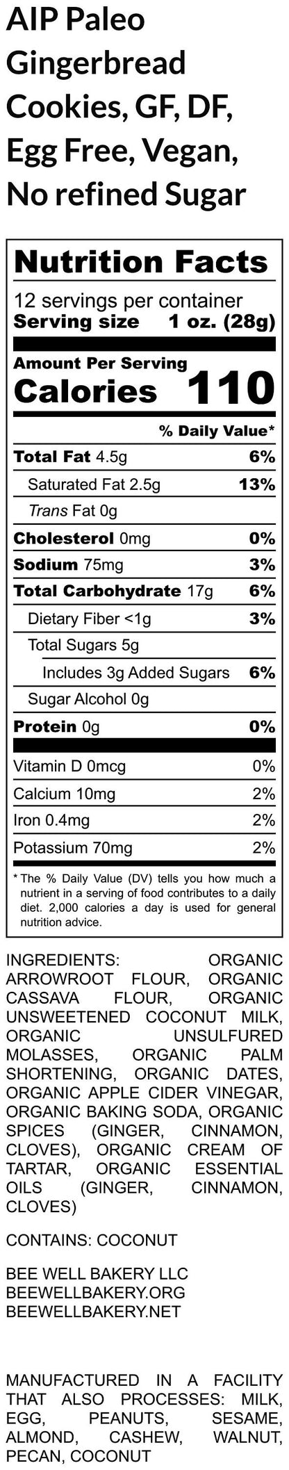 AIP Paleo Gingerbread Cookies, Grain Free, Gluten Free, Dairy Free, Egg Free, Nut Free, Vegan, Autoimmune Protocol, Christmas in July Gifts
