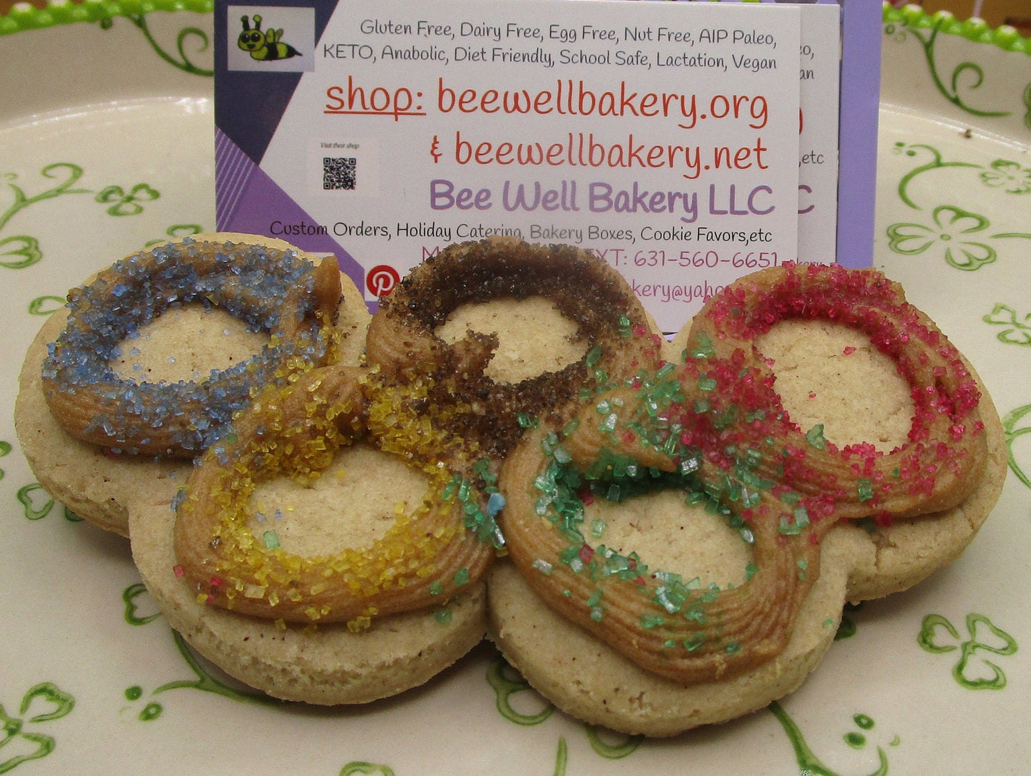 Gluten Free Sugar Cookie, Olympic Rings, Dairy free, Egg Free, Nut Free, Coconut Free, Vegan, Team USA, Healthy Snack, Fitness Gift, Maple