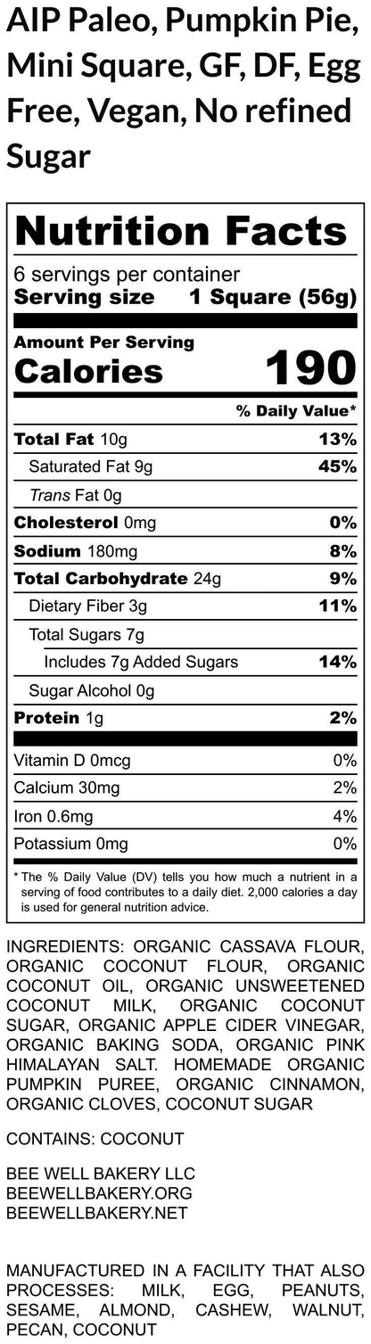 AIP Paleo Pumpkin Pie Squares, Grain Free, Gluten free, Dairy Free, Vegan, Egg Free, Nut Free, Soft Baked, Autoimmune Protocol, Thanksgiving