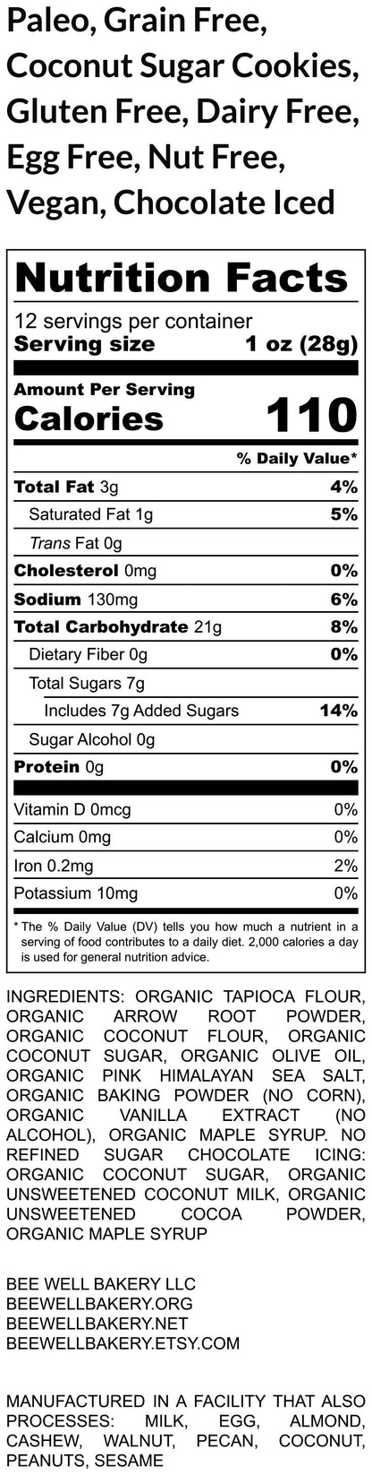 Paleo Coconut Sugar Cookies, Grain Free, Vegan, Dairy Free, Egg Free, Soy Free, Carob, Chocolate, Healthy snacks, Birthday Gift, Fitness