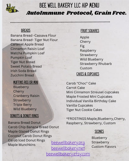 AIP Paleo Banana Bread, Tiger Nut, Gluten Free, Vegan, Dairy Free, Egg Free, Wellness Gift, Healthy Snacks, Autoimmune Protocol, Low FODMAP