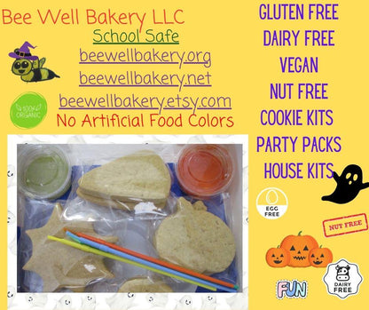 Gluten Free Cookie Kit, Halloween, Dairy Free, Egg Free, School Safe, Peanut Free, Pumpkin, Trick or Treat, Candy Corn, Cat, Kids Party Pack
