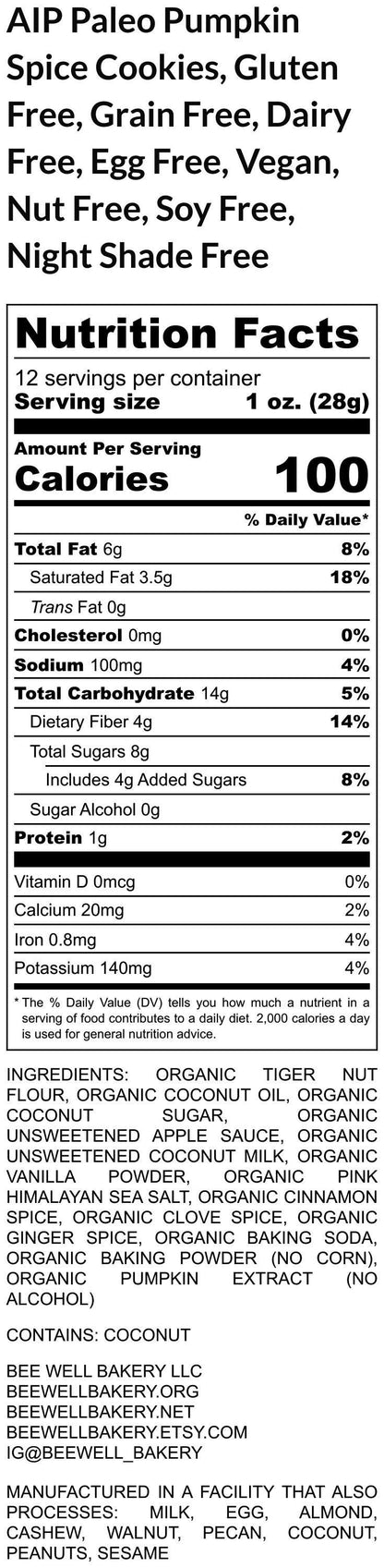 AIP Paleo, Pumpkin Spice Cookies, Grain Free, Tiger Nut, Gluten Free, Dairy Free, Night Shade Free, Nut Free, Vegan, GAPS, Low FODMAP