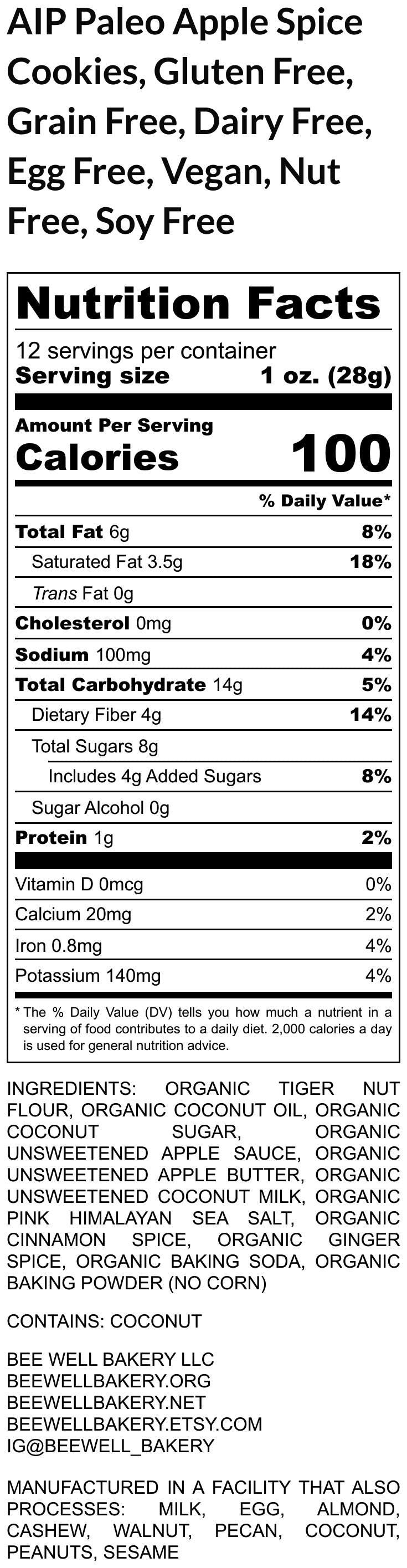 AIP Paleo Apple Spice Cookies, Grain Free, Tiger Nut, Gluten Free, Dairy Free, Nut Free, Vegan, Low sugar, Fall dessert, Autoimmune Protocol