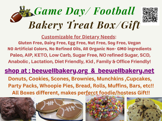 Game Day Bakery Box Sampler, Gluten Free, Dairy Free, Vegan, Sugar Free, Keto, High Protein, AIP Paleo, Cookies, Brownie, Donut, Football