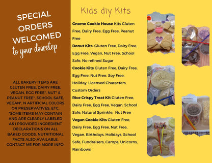 Gluten Free Sugar Cookie Kit, Autism Spectrum, Dairy Free, Egg Free, Peanut Free, Cookie Decorating, Sugar Free, School safe, Puzzle, Ribbon