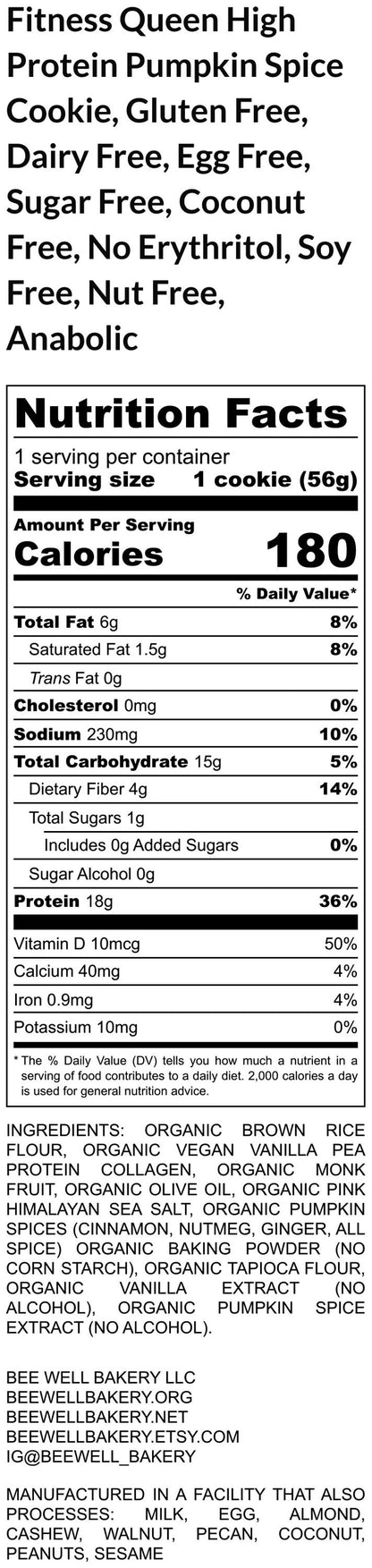 High Protein Cookie, Pumpkin Spice, Gluten Free, Fitness, Vegan, Dairy Free, Sugar Free, Anabolic, Sports Nutrition, Queen, Healthy Snacks