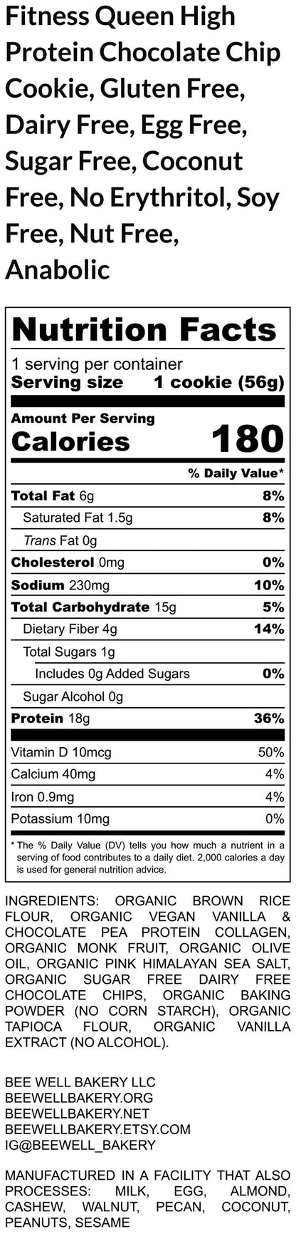 Protein Cookies, Chocolate Chip, Vegan, Gluten Free, Dairy Free, Egg Free, Coconut Free, Sugar Free, Healthy Snacks, Low Carb, Fitness Gifts
