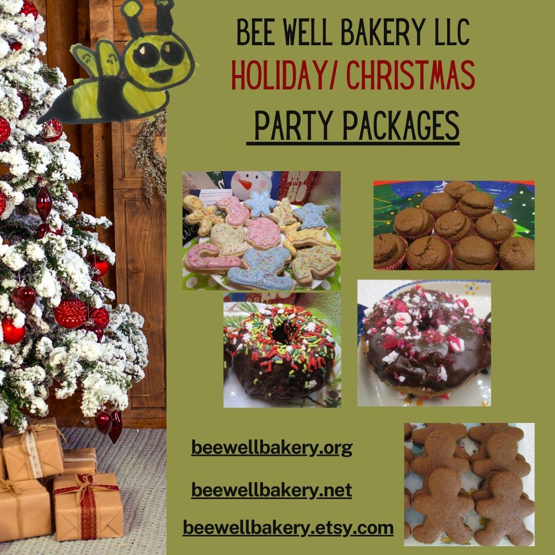Christmas Party Packages, Gluten Free, Dairy Free, Egg Free, Vegan, Nut Free, Donuts, Cookies, Brownies, Cakes, Holiday Dessert, School Safe