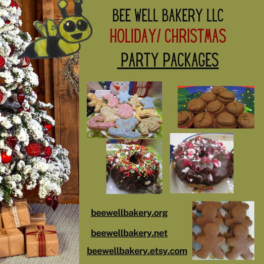 Christmas Party Packages, Gluten Free, Dairy Free, Egg Free, Vegan, Nut Free, Donuts, Cookies, Brownies, Cakes, Holiday Dessert, School Safe