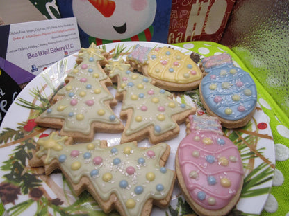 Gluten Free Sugar Cookies, Christmas, Vegan, Dairy Free, Egg Free, Nut Free, Holiday Gifts, Party Favors, Healthy Snacks, Cookie Exchanges