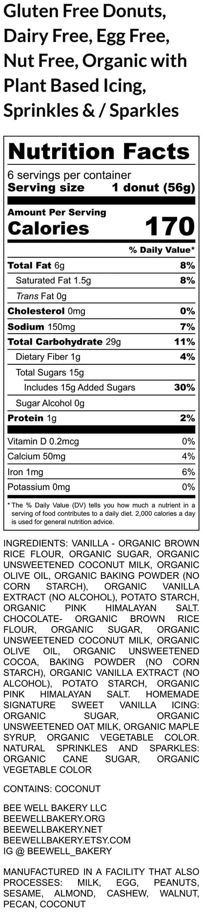 Gluten Free Donuts, Christmas, Hannukah, Thanksgiving, Dairy Free, Vegan, Egg Free, Nut Free, Plant Based Sprinkles, Holiday Gifts, Brunch