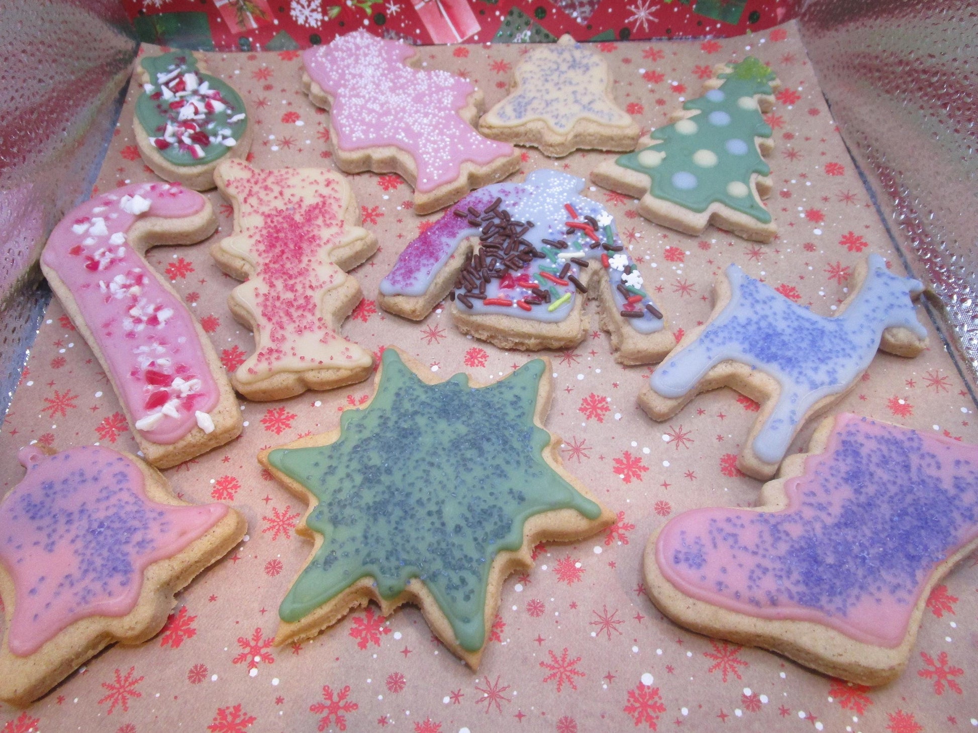 Gluten Free Sugar Cookies, Christmas Assortment, iced, Dairy Free, Egg Free, Nut Free, Vegan, Cookie Exchange, Healthy Gifts, Party Sampler