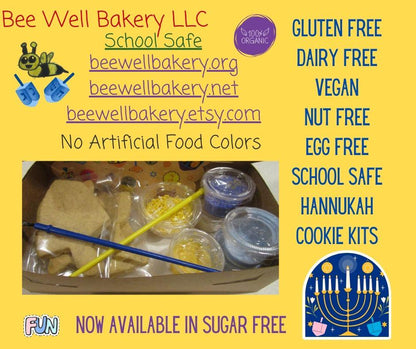 Gluten Free Cookie Kits, Hanukkah, Dairy Free, Egg Free, Vegan, Sugar Cookie, Menorah, Dreidel, Star of David, Festival of Lights, Kids Gift