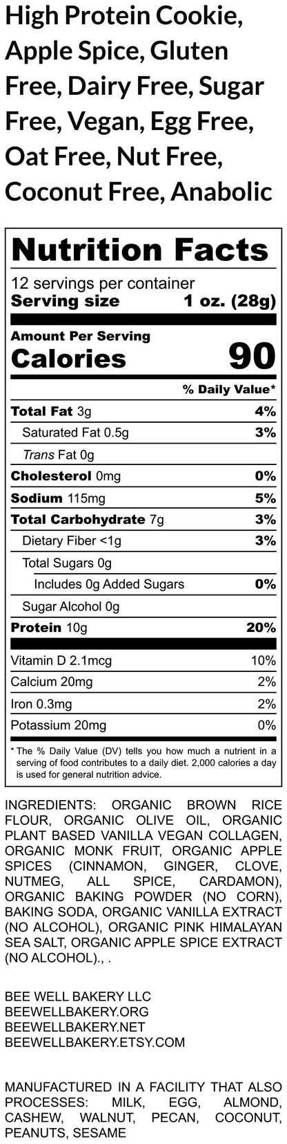 High Protein Cookies, Apple Spice, Gluten Free, Sugar Free, Dairy Free, Egg Free, Coconut Free, Vegan Collagen, Fitness Snack, Fall Flavors