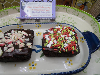 Gluten Free Brownies, Iced, Christmas, Thanksgiving, Dairy Free, Vegan, Egg Free, Nut Free, Holiday Gifts, Plant Based Sprinkles, Desserts