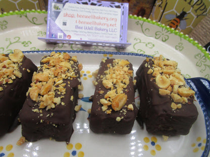 Chocolate Covered Peanut Butter Cookie Bars, Gluten Free, Dairy Free, Egg Free, Vegan, No refined Sugar, Candy, Healthy Snack, Birthday Gift