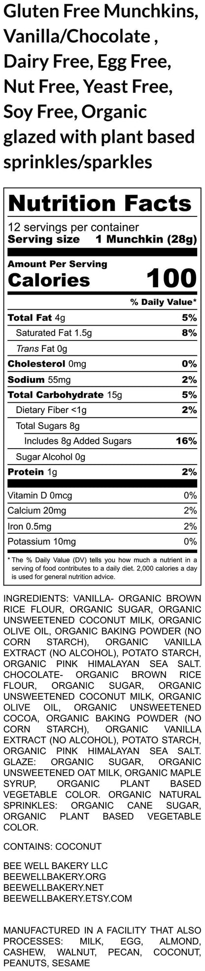 Gluten Free Munchkins, Christmas, Dairy Free, Egg Free, Nut Free, Soy Free, Yeast Free, Class Party snack, School Safe, Holiday Gifts, Vegan