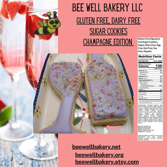 Gluten Free Sugar Cookies, Iced, Wine Set, Dairy Free, Vegan, Nut Free, Organic, Birthday, Wedding, Anniversary, Valentines Day, Sugar Free