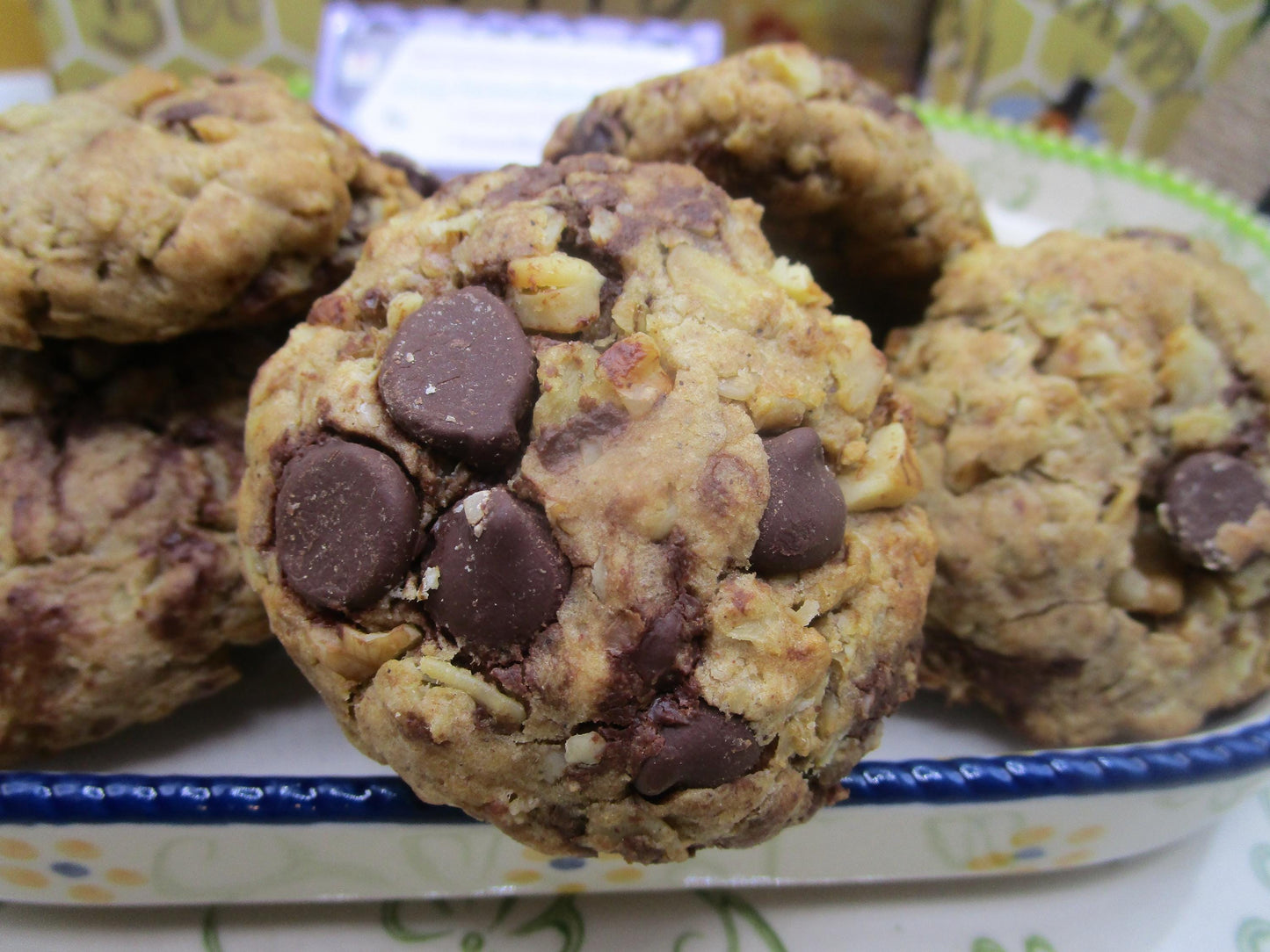 Gluten Free Cookies, Oat Dark Chocolate & Walnut, Dairy Free, Egg Free, Vegan, Low Sugar, Low Fat, Birthday, Valentines Day Gift, Organic